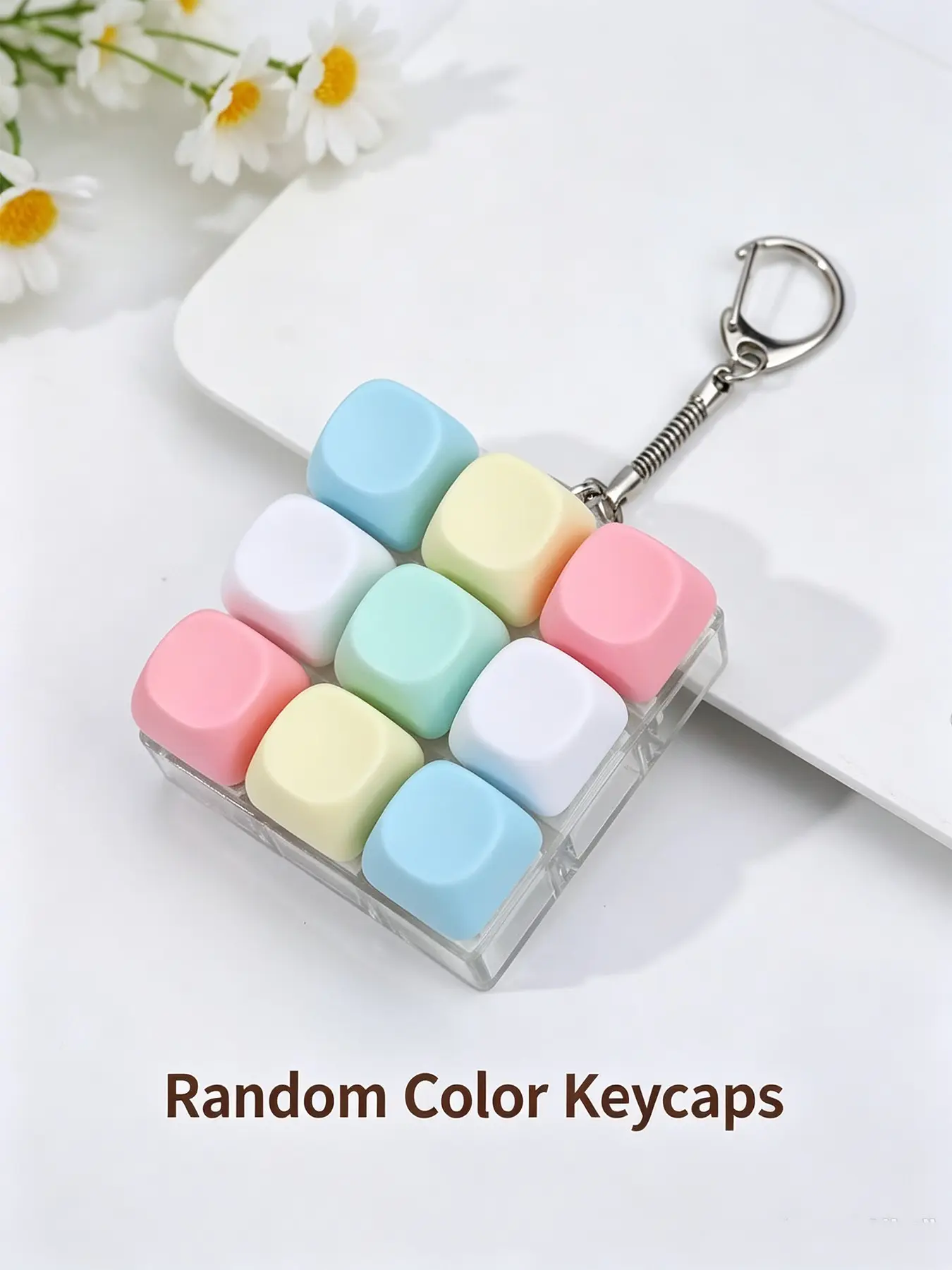 4Key Clicker Keyboard Fidget Toy - Macaron Pastel Mini Mechanical Switch Stress Relief Toy with Keychain, Portable Click Sound Sensory Toy to Relieve Anxiety Boredom, Pocket Calming Gift for Adults Teens ADHD Office Workers