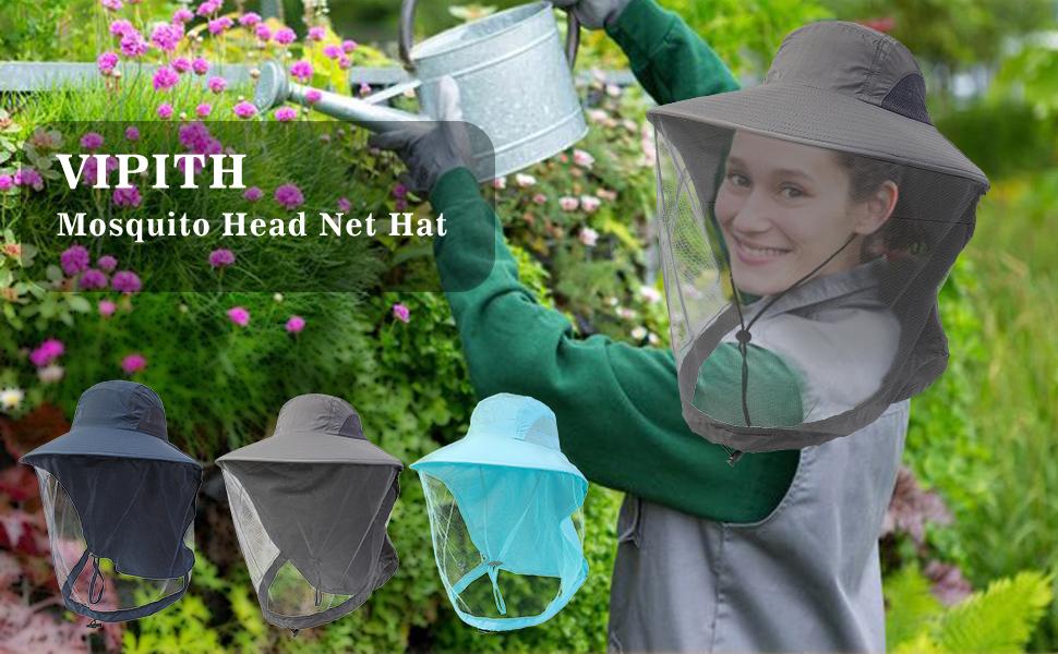 Mosquito Net Hat, Sun Hat Mosquito Head Net Hat Fishing Hat with Net Mesh for Outdoor Hiking Gardening Men Women