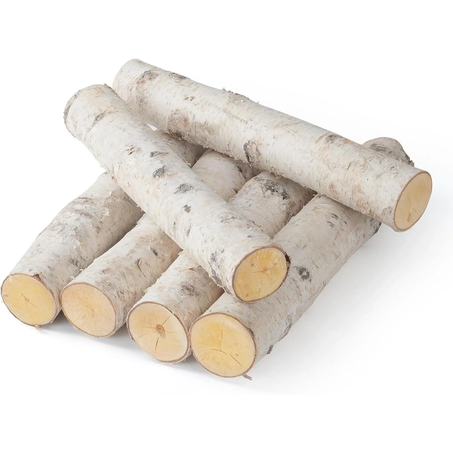 6Pack Birch Wood Logs Decorative Gas Fireplace Logs for Fireplaces Décor Birch Poles Branches for DIY Crafts, Fire Wood for Fire Pit,Rustic Decor Indoor/Outdoor