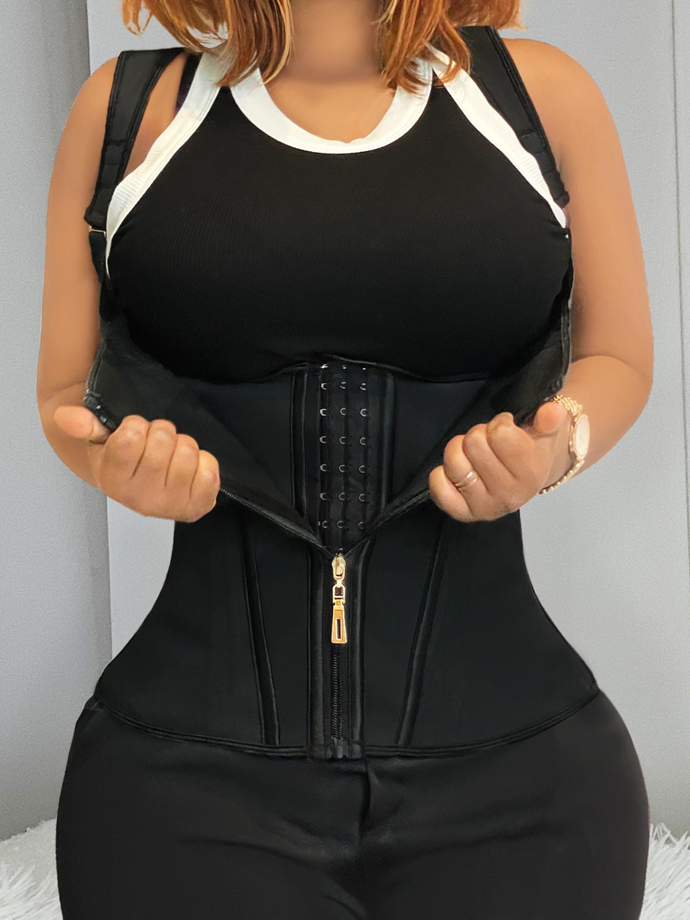 Women's Adjustable Hook & Eye Closure Zipper Front High Compression Shapewear Top, Open Bust Tummy Control Corset, Compression Waist Shaper, Ladies Shapewear for All Seasons