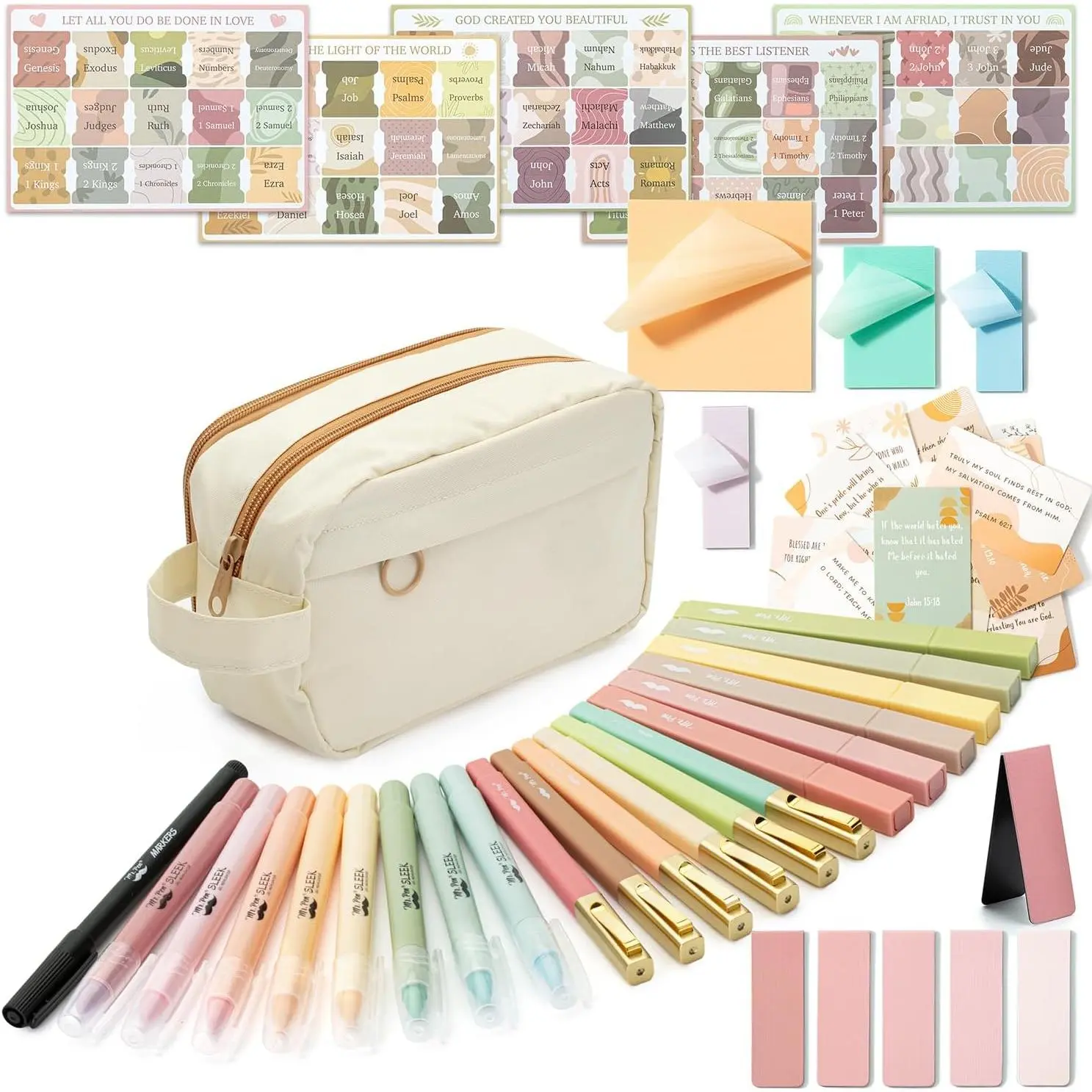 -  Journaling Kit for Women |  Highlighters and s No Bleed, cil Case, Fineliner, Prayer Cards, Tabs,  Bookmarks