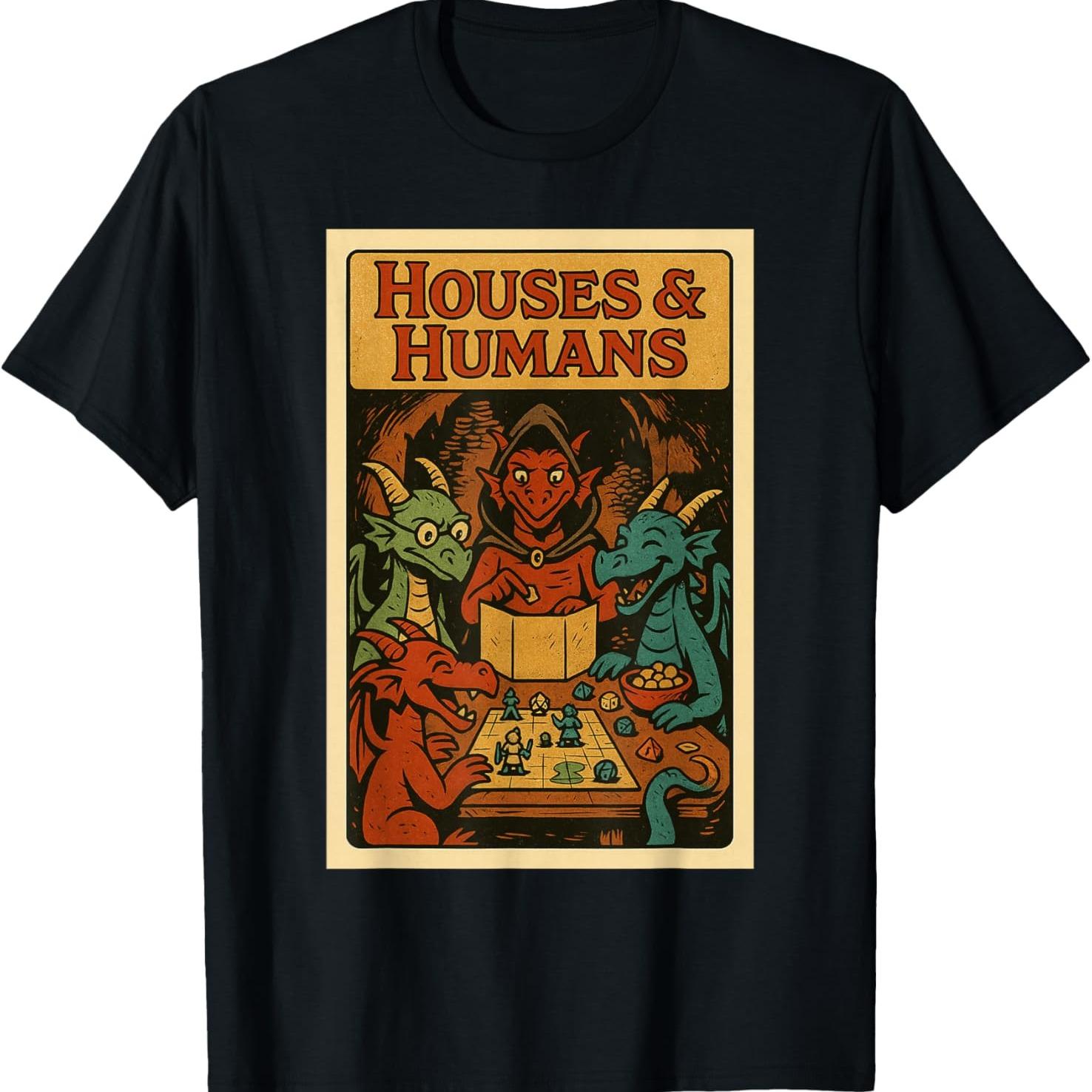 Gaming Houses Humans Funny Rpg Parody Gamer Men  T-Shirt