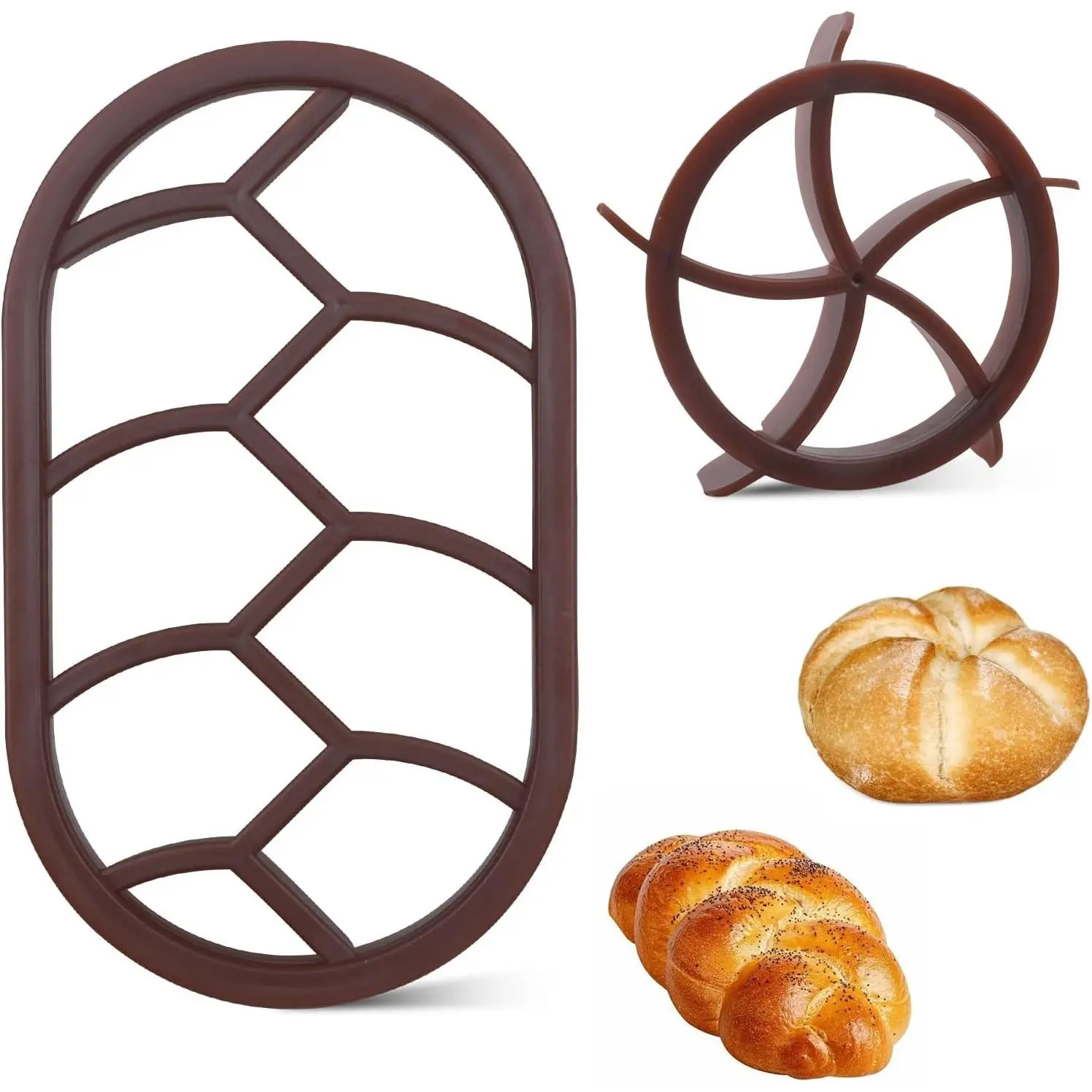 2Pcs Bread Roll Stamp Bread Dough Press Mold Hand Baking Maker Mold for Home Baking Supplies