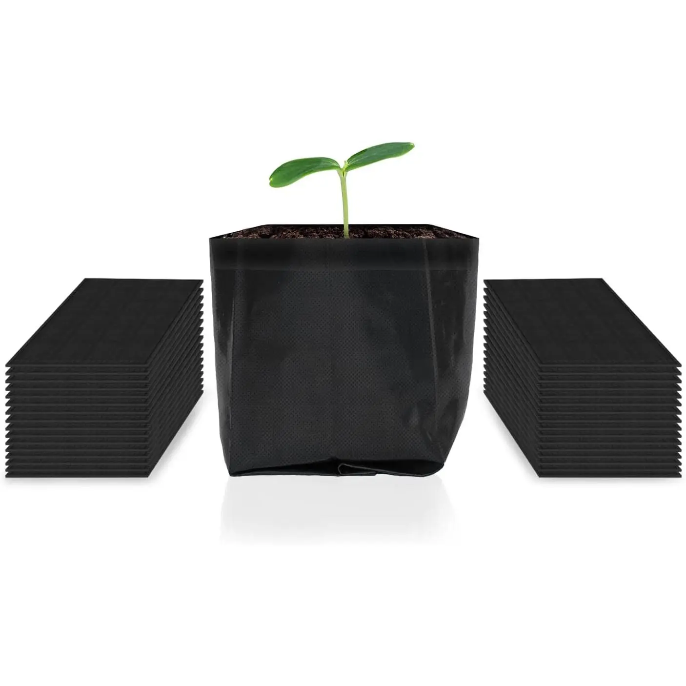 Bags 1/4 Gallon, Non-Woven Fabric Growing Pouches. | 50-Pk  Pots for Seed Starting, Soil Transplant, and  Garden