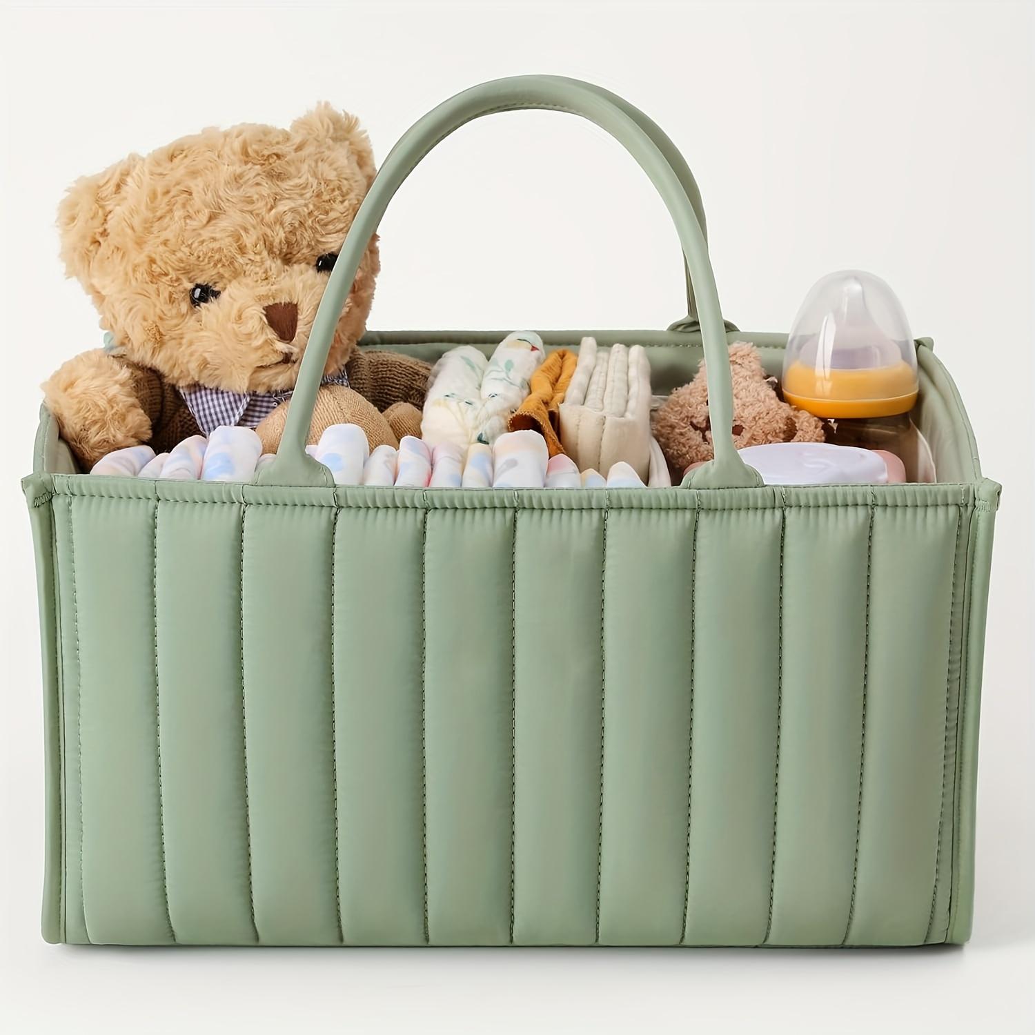 Diaper storage basket, foldable for storage when in use, space-saving, well-organized compartments, items can be arranged in order, easy to access