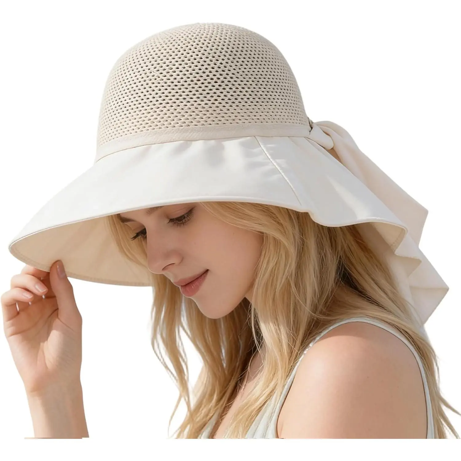 Womens Sun Hat Outdoor Foldable Wide Brim Bucket Hats with Neck Flap Summer Beach Fishing Hiking
