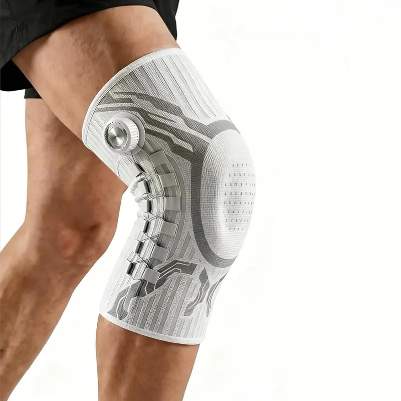 Sport Knee Pads, Adjustable Knob Design, Outdoor Sports, Running, Basketball, Spring Support, Silicone Shock Absorption, Single Pack