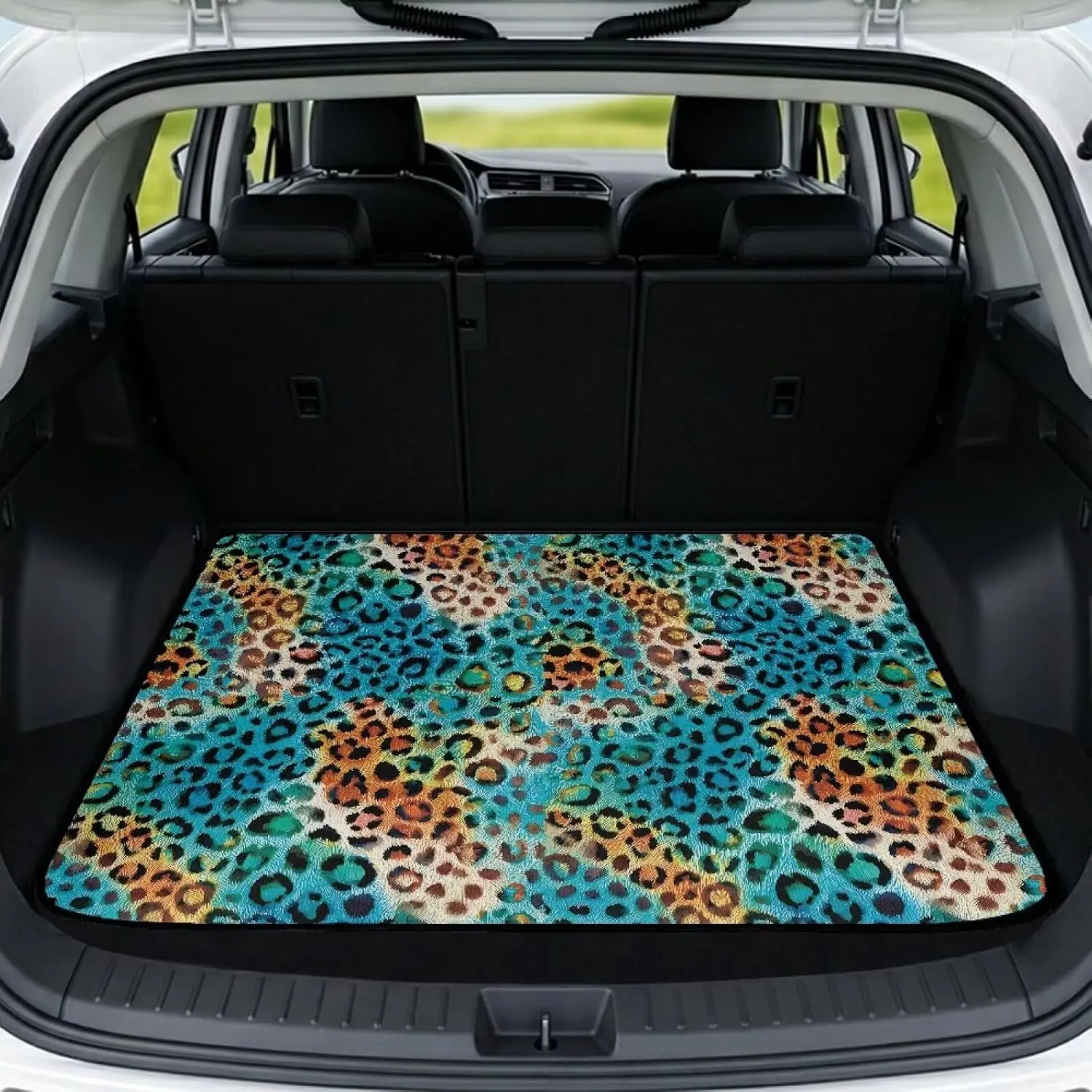 Leopard Print Car Cargo Liner Mat, All-Weather Trunk Floor Protection Mat, Hair Resistant & Vacuum-Cleanable Trunk Liner, Vacuum Clean