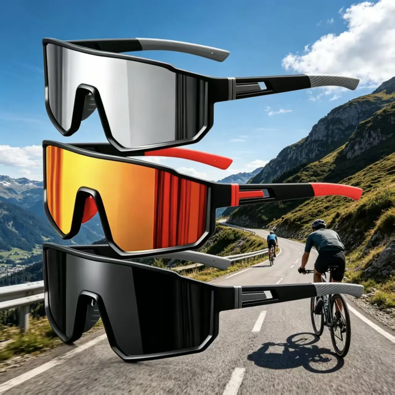 Unisex 3-Pack Sports Sunglasses, Windproof Cycling Shades, Outdoor Goggles for Running, Hiking & Skiing| UV400 Protection