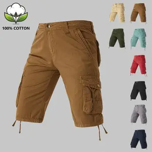 Multi Pockets Men's Cotton Cargo Pants, Durable Classic Work Cargo Pants, Regular Fit Drawstring Hem Soft Casual Pants for Construction Hiking Camping Outdoor Daily Use