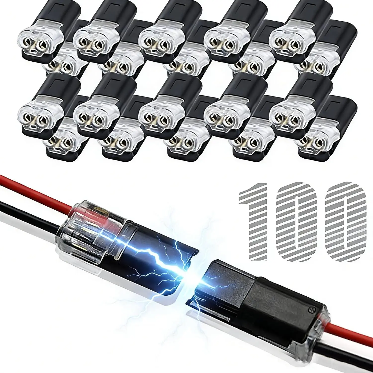 Baby Costume Jewelry Accessories 100pcs 2-Pin Double Wire Plug-in Connector with Locking Buckle, Quick-Clip Quick-Disconnect Fasteners, for Low-Voltage Strip Lights DIY Crafting (No Warning Applicable)