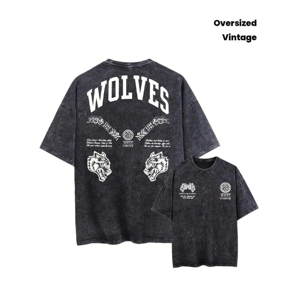 Men's Retro Washed 2026 Darc Wolf 3D Design Short-Sleeve Round-Neck T-Shirt - Loose, Comfortable Menswear Male Clothing for Summer Fitness, Weight Training