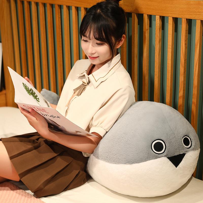50/80/100CM Sacabambaspis Grey Lifelike Fish Doll Plush Toy Stuffed Pillow Sea Animals Toys Sofa Cushion Decor for Kids Girls