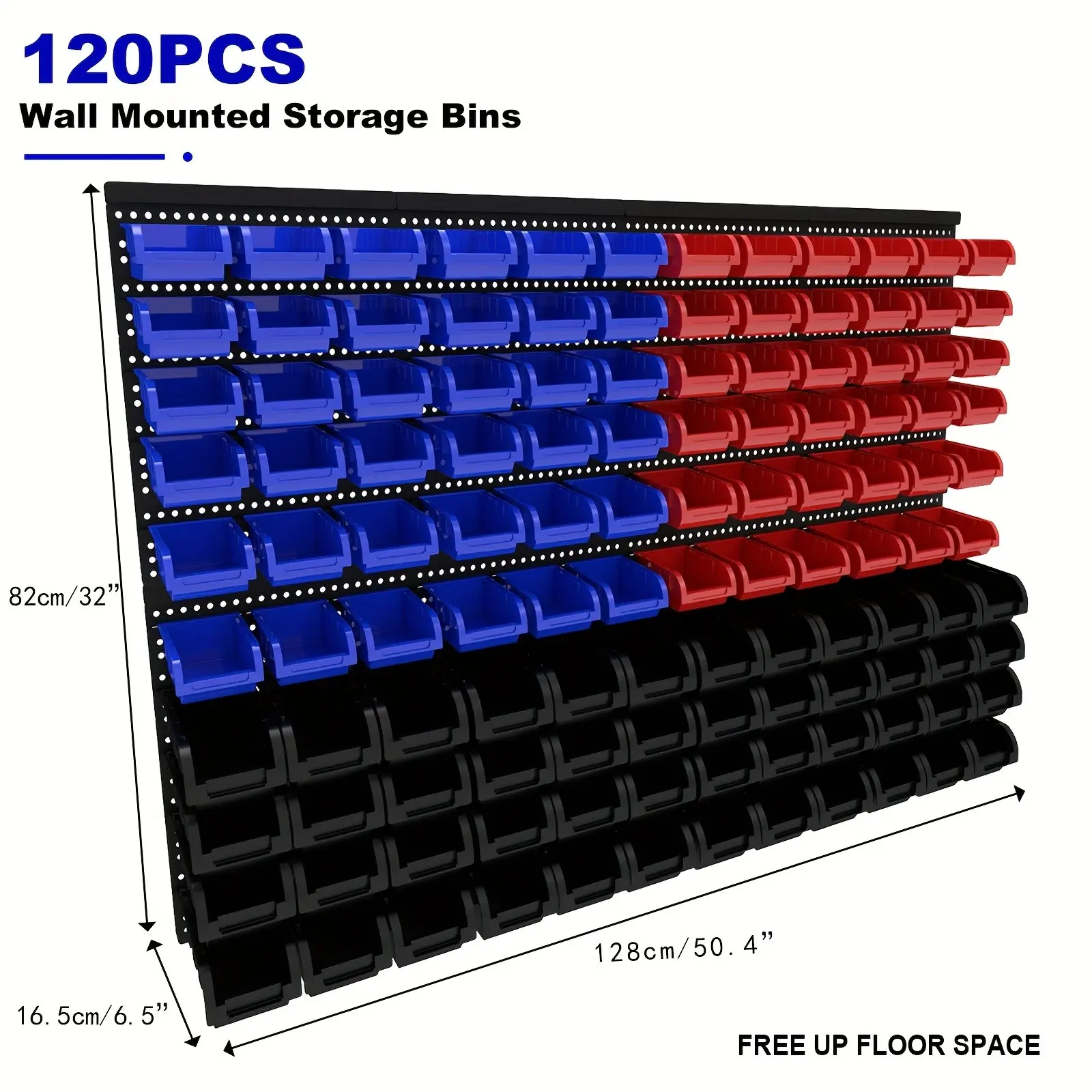 Wall-Mounted Storage Bins Rack System, Heavy Duty Garage Workshop Tool Organizer for Screws, Nuts, Bolts, Nails, Beads and Small Hardware, Durable Stackable Organization Holders, Easy Installation