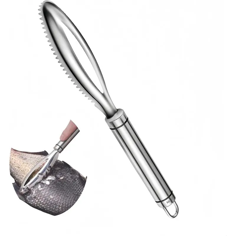 Fish Scale Remover,304 Stainless Steel Fish Scaler Easy Use Fish Descaler Tool,Fish Scaler Remover Lung Remover for Family Kitchen,Easy to Clean Kitchen Tool(9.65 * 1.26in)-SATONBEYI
