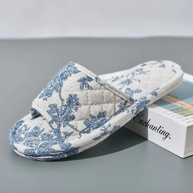 New Home Slippers Soft Cotton Floral Floor Shoes Fashion Lightweight  Antislip Indoor Slippers Bedroom Couple Slippers