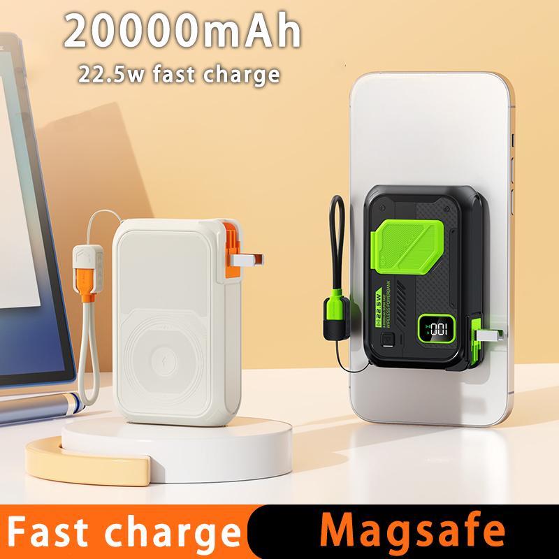 Portable Multifunctional Power Bank, Chargeable 20000mAh Portable Magnetic Charging Power Bank Android, LED Display Powerbank, Travel Gadgets, Electronics Accessories, Portable Battery Powered