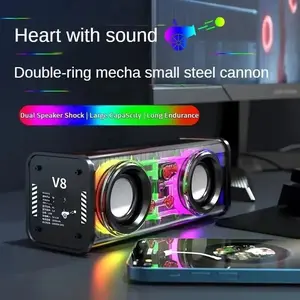 Speakers Bluetooth 5.0 Wireless Double Bass Diaphragm Subwoofer Music TWS RGB Light Mini Party Loudspeaker bluetooth-compatible