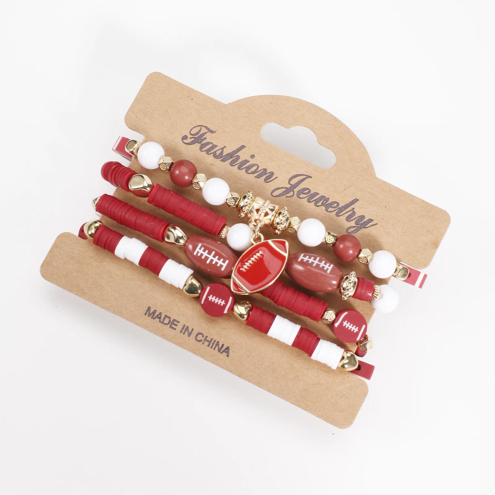 The American Football Bracelet Rugby Game Stretchy Beaded Bracelets