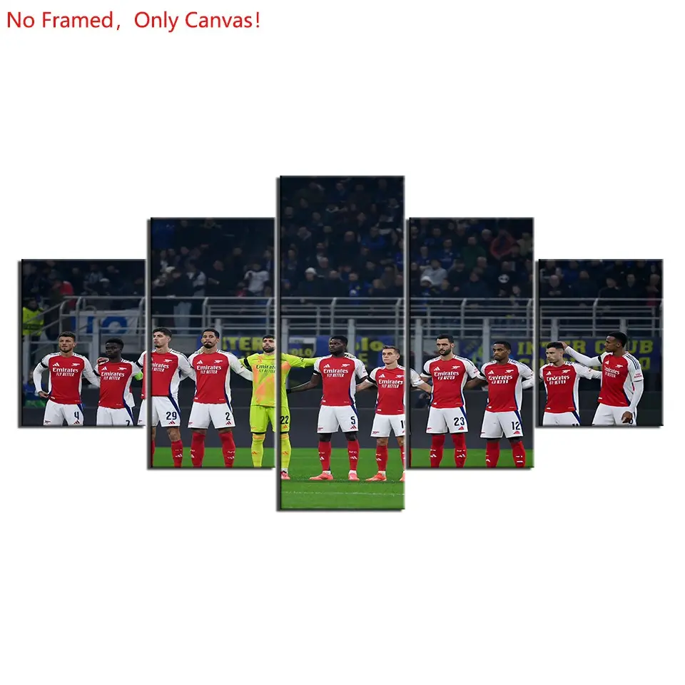5 Piece/Set Frameless Canvas Painting Print Poster,Classic Pop Modern Sports Documentary Art,Arsenal F.C.  Stunning Soccer Team Lineu,Perfect Gift for Soccer Lovers,Ideal Gift for Bedroom,Study,Office,Living Room,Dorm Hallway,Kitchen,Mural,Wall Decoration