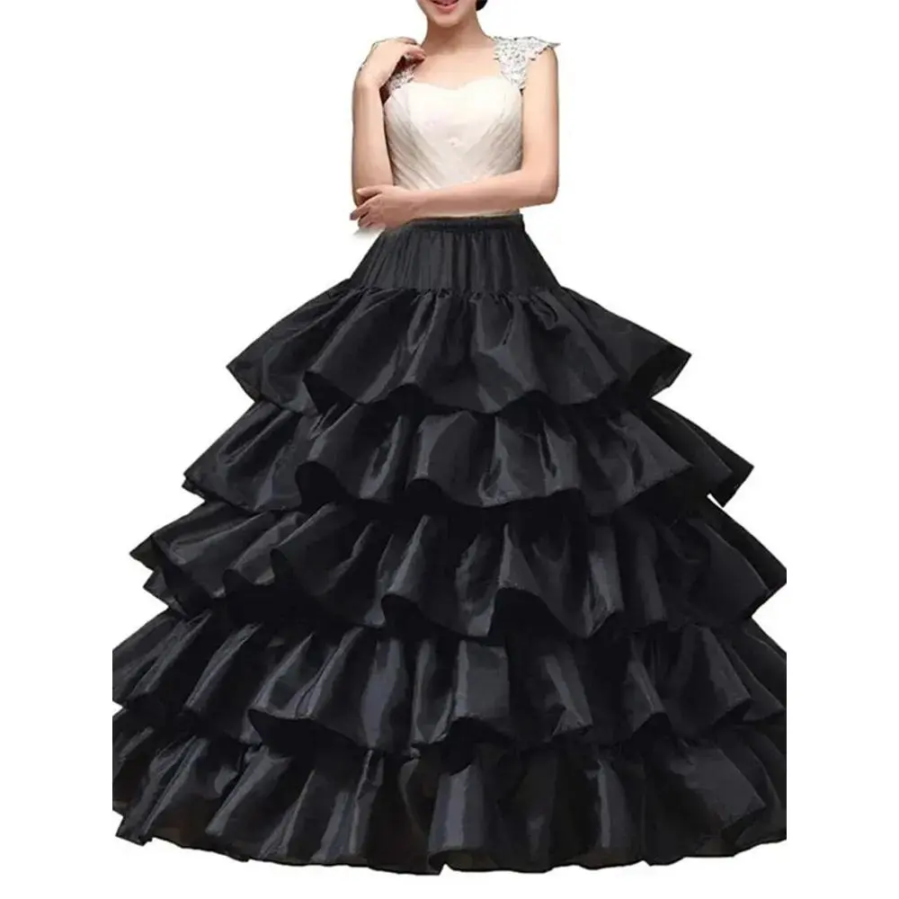 Full Shape Hoop Skirt 5 Ruffles Layers Ball Gown Petticoat Underskirt Slip for Wedding Dress Adjustable Waist