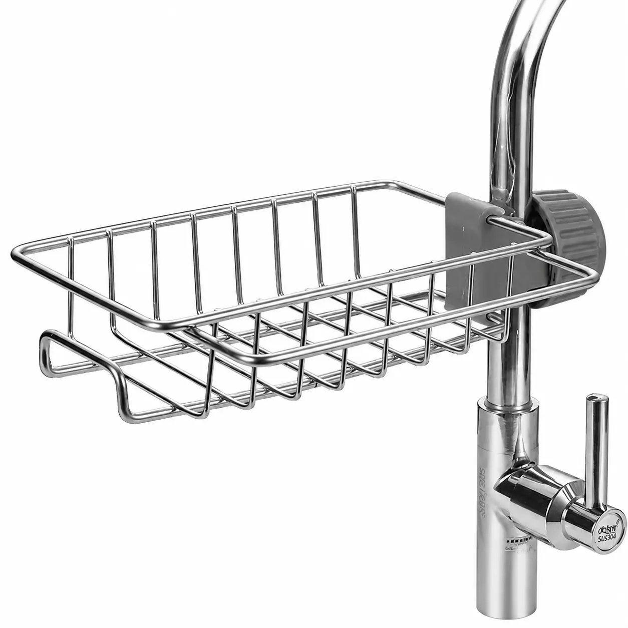 Stainless Steel Kitchen Sink Shelf Organizer with Drainage Slots – Adjustable Dish Drying Rack, Space-Saving Sink Storage Basket for Utensils, Sponges, and Cleaning Tools – Rust-Resistant Heavy-Duty Sub-Rack
