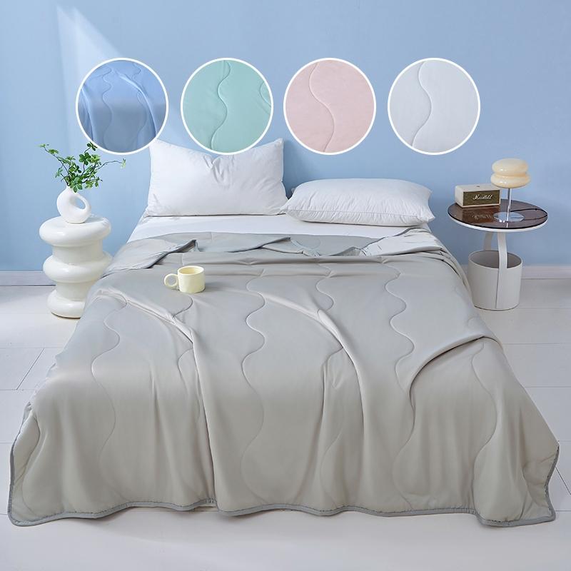 Solid Color Cooling Comforter, 1 Count Soft Breathable Skin-friendly Cooling Comforter, Cool Bedding for Home Office Use in Summer, Breathable Duvet Set, Lightweight Duvet, Machine Washable Duvet