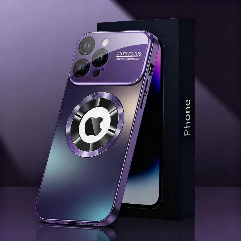 Luxury Matte Magsafe Case For iPhone 17Pro 16 15 14 13 12 ProMax Glass Lens Camera Wireless Charging Protection Cover Protective Smartphone Casing