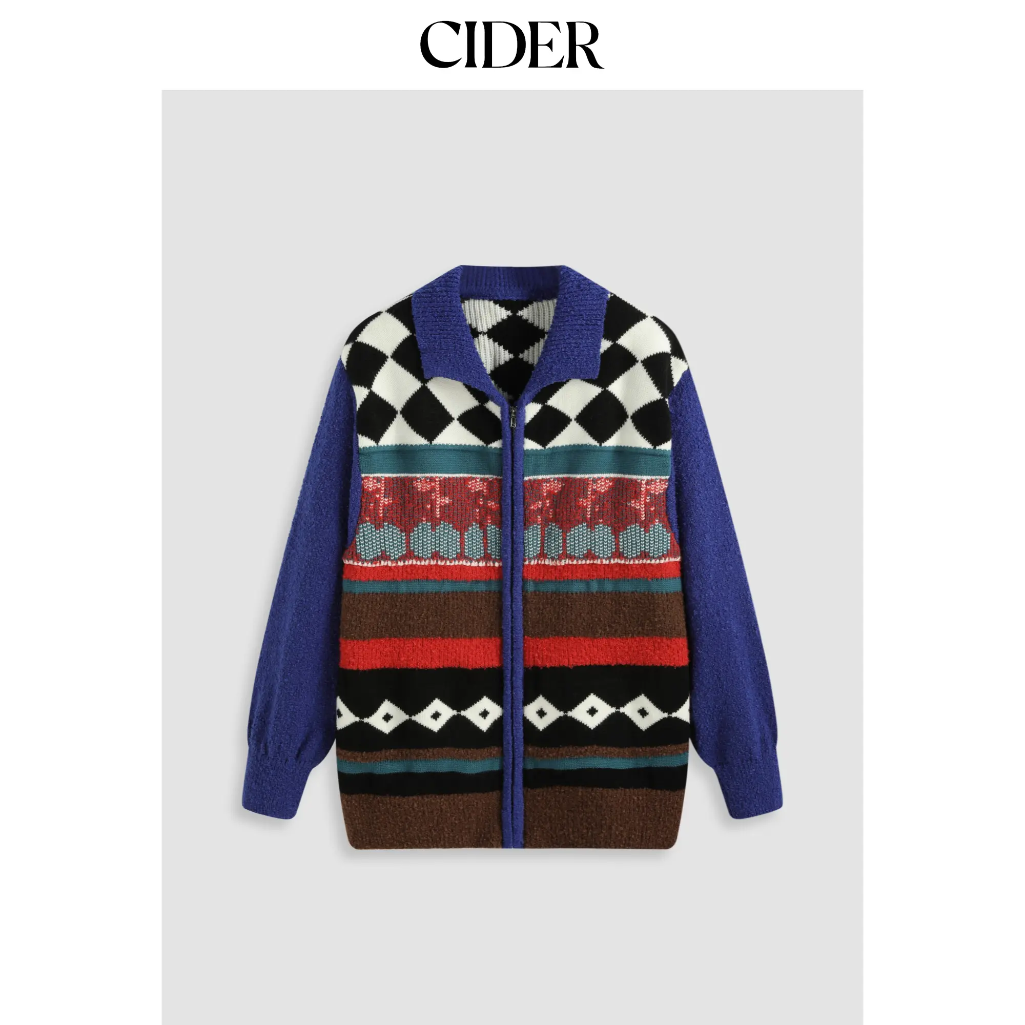 Cider [size 2-10] Collar Argyle Striped Cardigan