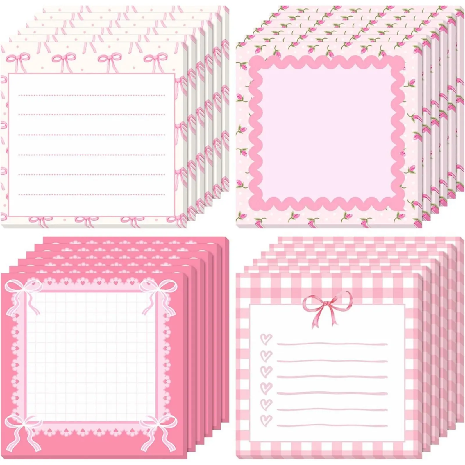 Cute Bow Shaped Sticky Notes, High Aesthetic Reusable Self-Adhesive Memo Sheets, Strong Adhesive Marker Tabs, Creative Stationery for Students, Note Taking, Book Marking & Daily Planning sohochic