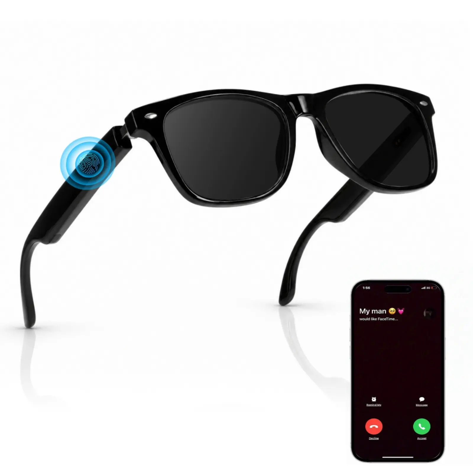 Bluetooth Smart Audio Glasses for Men and Women, Open-Ear Speakers with Built in Microphone, Touch Control, Hands-Free Calls, Voice Assistant, UV Sunglasses or Blue Light Glasses