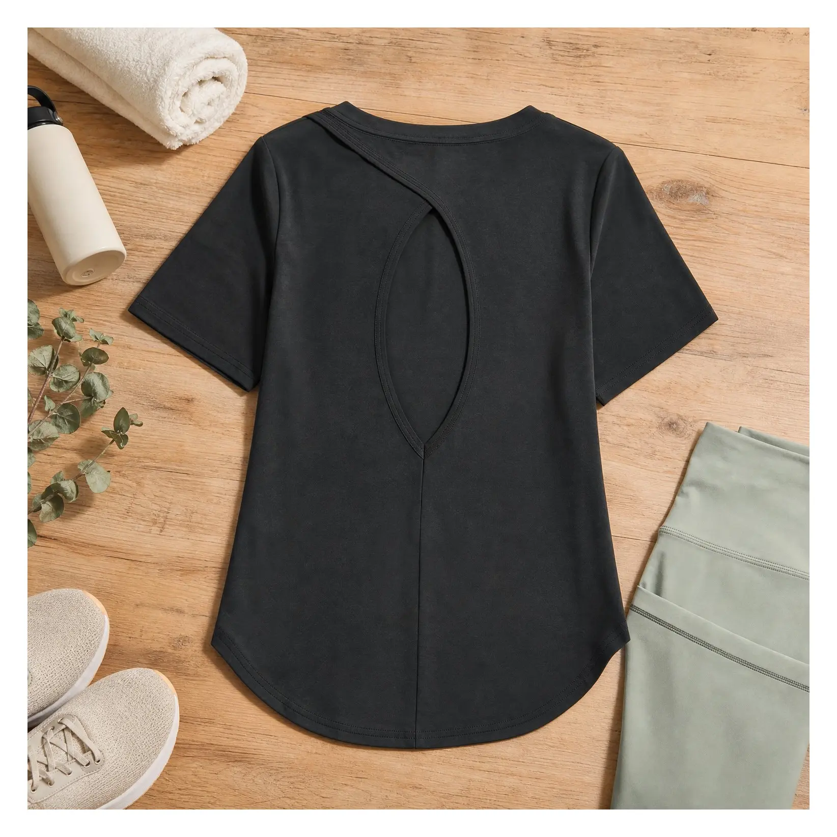 Women's Open Back Short Sleeve Workout Tops Yoga Pilates Athletic Gym Shirts Summer 2026Gift