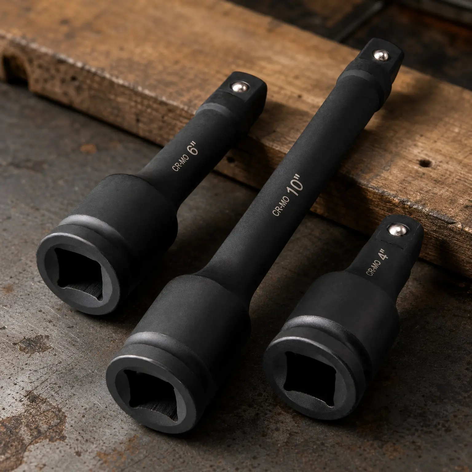3/4" Drive Impact Extension Bar Set, 3-Piece (4", 6", 10"), Cr-Mo Steel, Extends Reach for Impact Drivers & Ratchet Wrenches, Heavy Duty PVC Box, Black