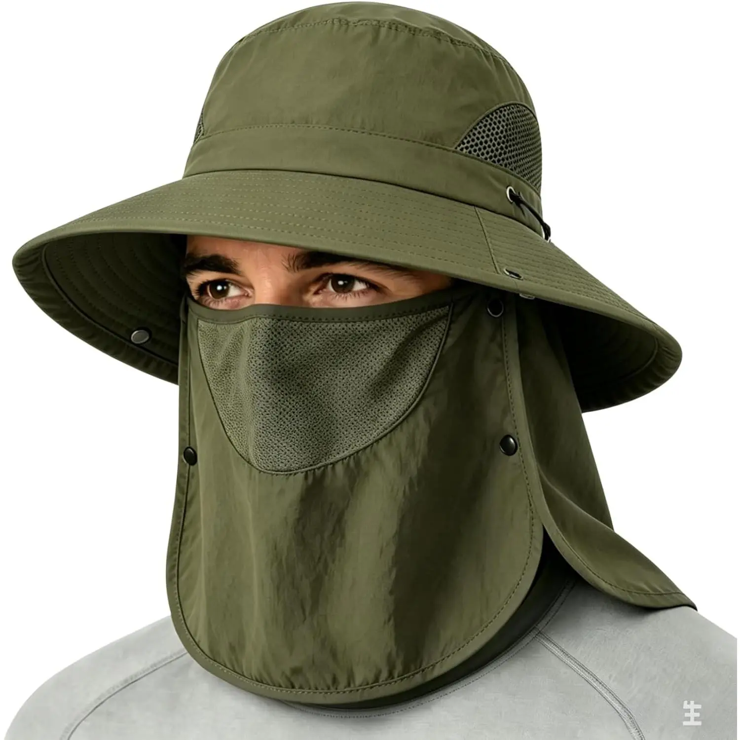 Mens Women Fishing Hat UPF 50+ UV Protective Hiking Visor Hats Outdoor Sun Hat Detachable   Flap