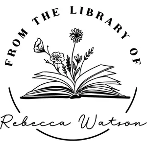from The Library of Ex Libris Floral Book Stamp Personalized Book Embosser Custom Library Embosser Self-Inking Wood Handle Floral 2