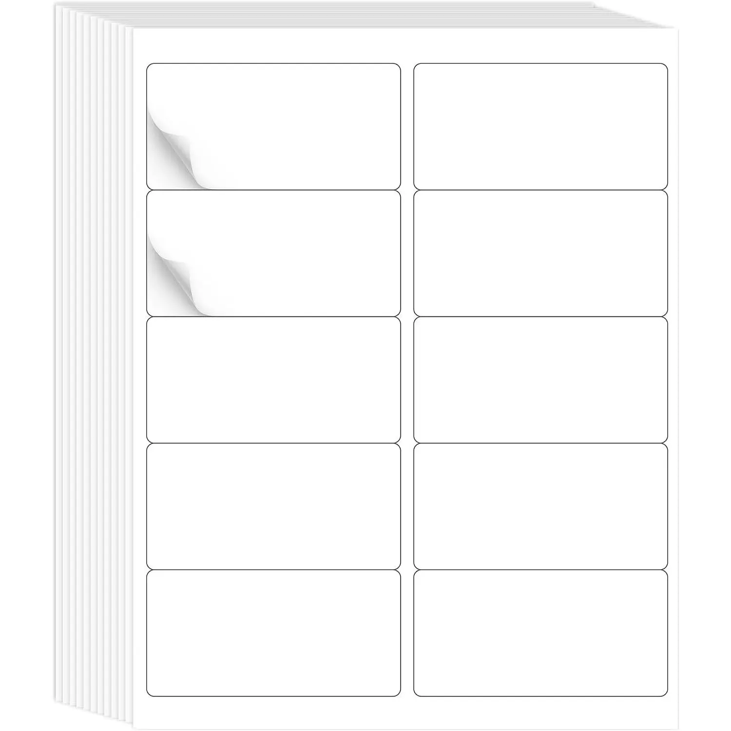 2" x 4" Label Stickers, Printable White 10 per Sheets Total 500 Labels, for Laser/Inkjet Printing - Matte (500 Labels)