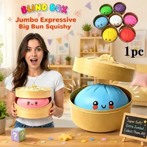 10.6in Big Dumpling Squishy Blind Box Mysecret Bun Soft TPR Stress Relief Fidget Toy, Random Surprise Unboxing Pack Graduation Holiday Exchange Gift Collectible Squishy Decor