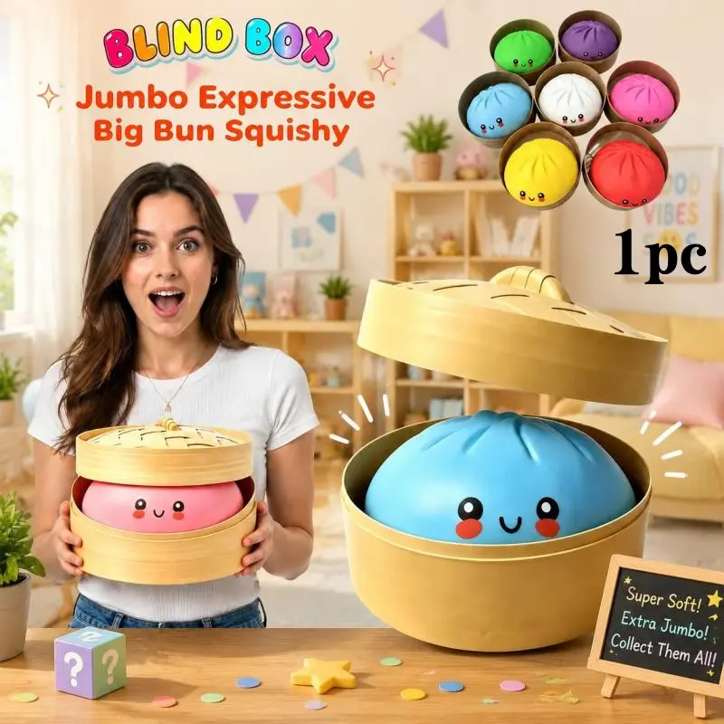 10.6in Big Dumpling Squishy Blind Box Mysecret Bun Soft TPR Stress Relief Squeeze Fidget Toy, Random Surprise Unboxing Pack Graduation Holiday Exchange Gift Collectible Squishy Decor