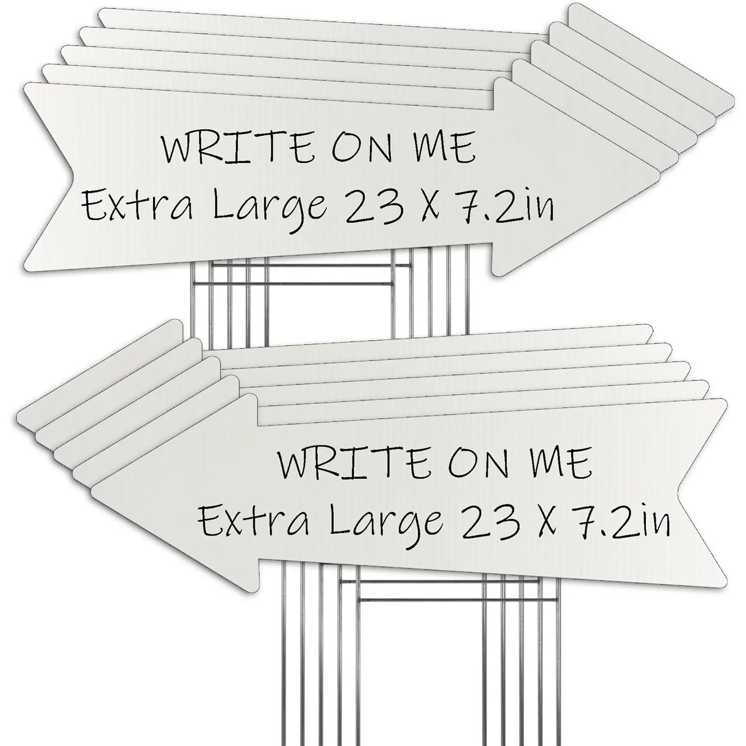 23 x 7 Inches 10 Pack Large Size White  Signs with Stakes,This Way Directional  Yard Signs,Wedding Yard Signs, Birthday Party Signs (White 10 pack)