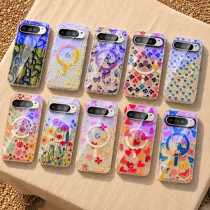 Compatible with Pixel 11 Pro XL, 10, 9, Holographic Glitter Magnetic Shockproof Phone Case HNZ0437