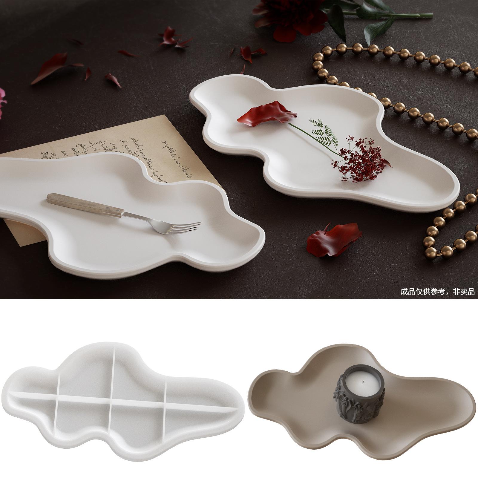 DIY Crystal Epoxy Resin Plaster Irregular Arc Cloud Tray Storage Dish ...