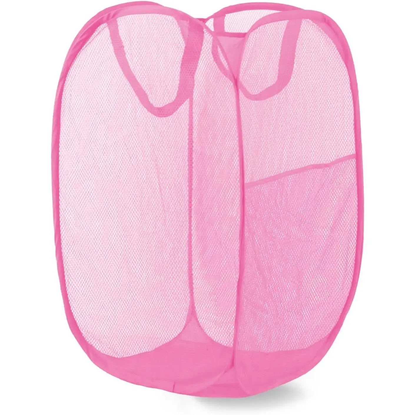 Pop Up Collapsible Mesh Laundry Hamper, Foldable Laundry Basket for Travel and Storage (Pink)