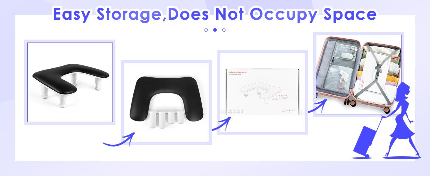 Manicure Arm Rest for Nails Tech: U-shaped Adjustable Nail Armrest - Black PU Leather Hand Stand Rest for Manicurists