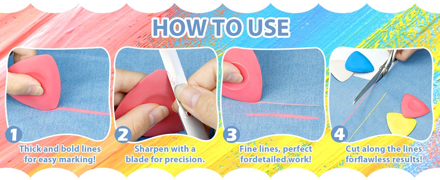 4Pcs Tailors Chalk, Triangle Sewing Chalk for Fabric, Fabric Markers for Quilting, Tailoring and DIY Crafts