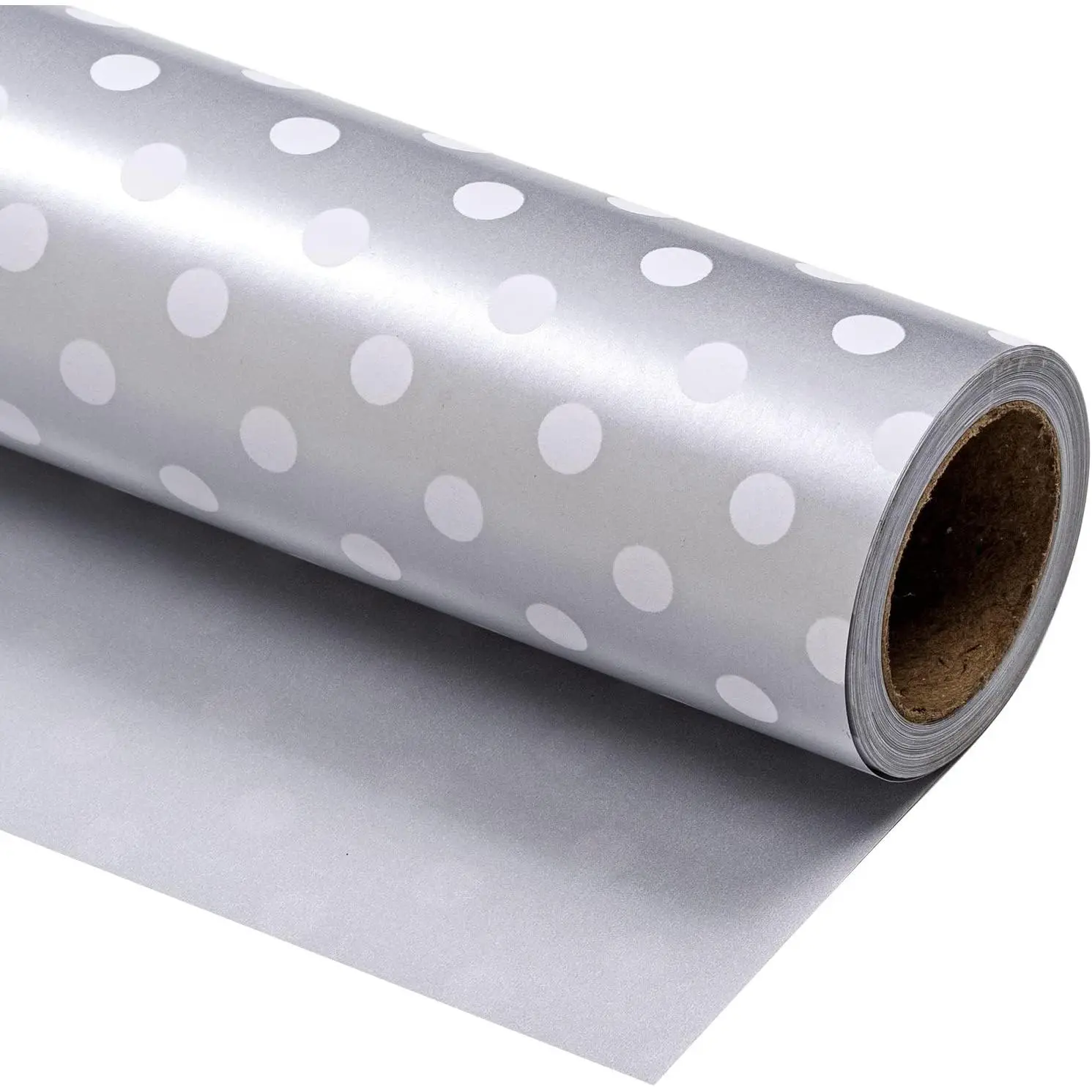 Reversible Wrapping Paper - Mini Roll - 17 Inch X 33  -  Print and Polka Dot Design for Birthday, Holiday, Wedding,  Shower