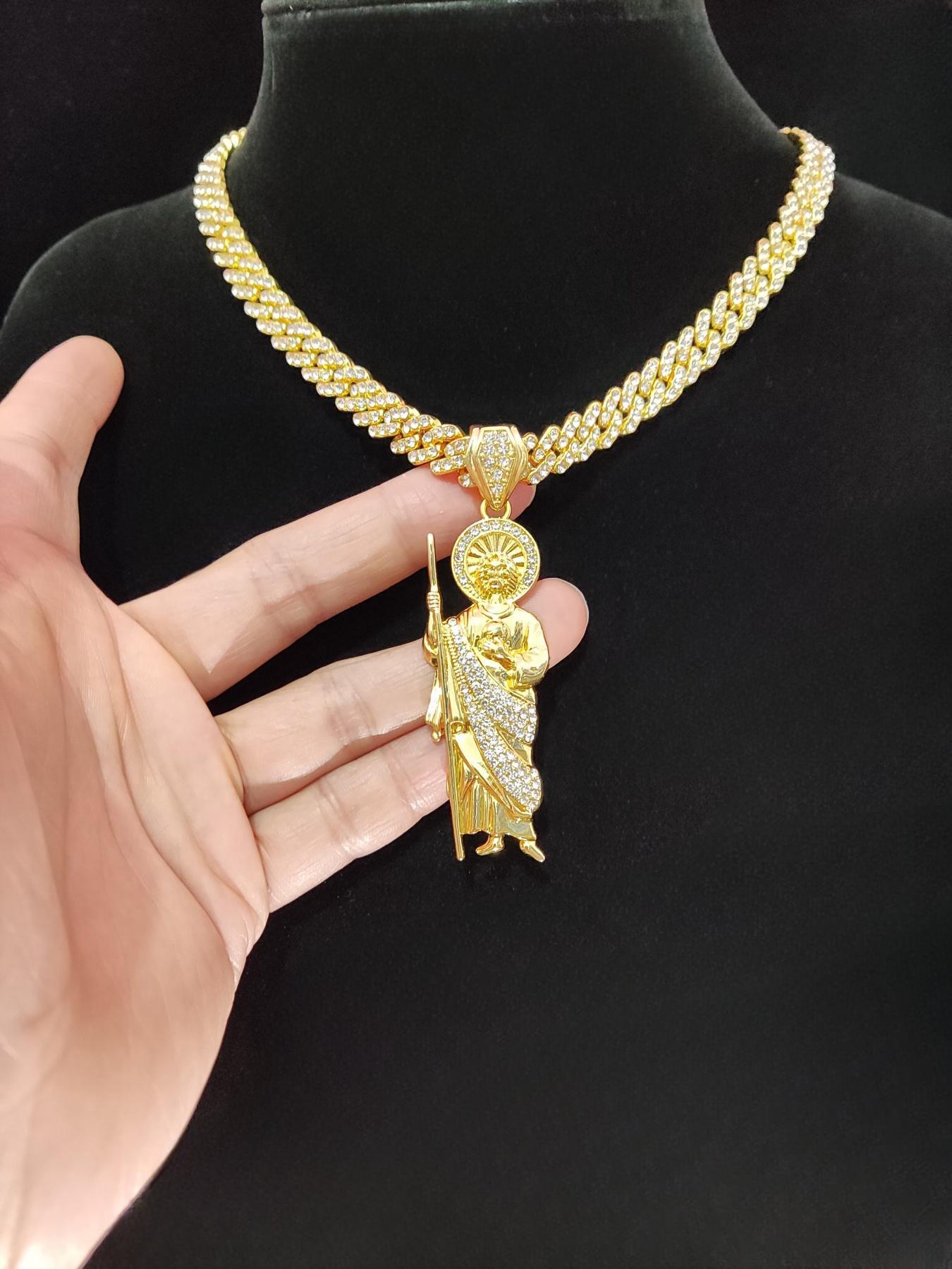 Unisex Street Style Glittering Pendant Necklace, True Beauty Necklace, Punk Cuban Chain Charm Necklace for Summer for Party, Daily Decor, Trendy Exquisite Luxury Jewelry As Birthday Gift, Bling Stylish Accessory