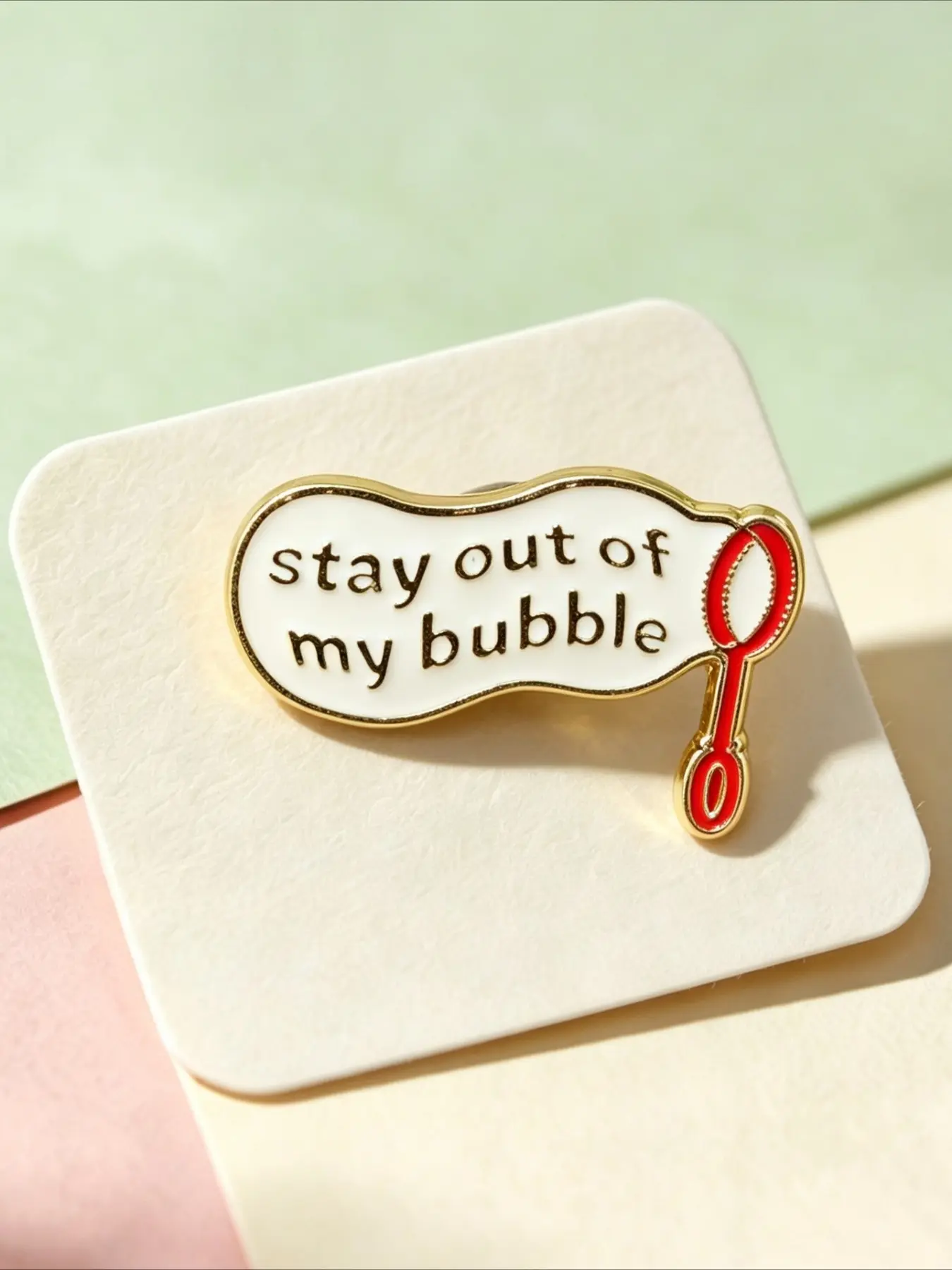 "Stay Out Of My Bubble" Bubble Wand Enamel Lapel Pin,Funny Slogan Alloy Brooch Badge For Jacket Backpack Hat Bag,Jewelry Gift For Friends