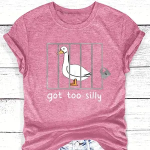 Vintage Goose in Jail Graphic Cotton T-Shirt, Casual Retro Fashion Outfit, Oversized Crew Neck Tee, Perfect Valentine's Day Gift For Her