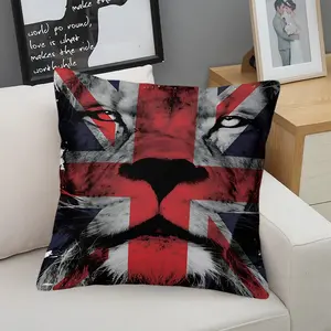 Throw Pillow Vintage Union Jack Lion Face Print Dorm Pillow, Soft Pillow With Insert Square Cushion, British Style Bachelor Apartment Sofa, Sports Fan Hobby Nook, Perfect Flag Home Decor Gift for Supporters