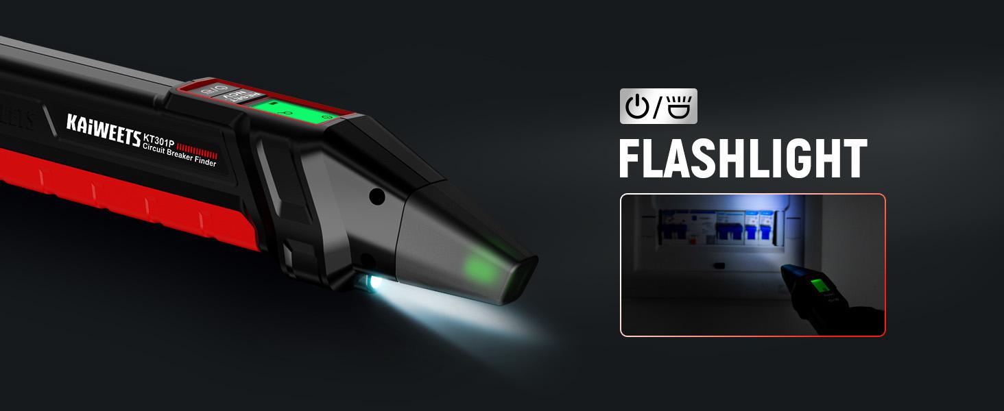 Circuit Breaker Finder with LCD Display, GFCI Outlet Tester, Electrical Circuit Tracer Tool with NCV Test & Flashlight, Includes Carrying Case and Adapters- KT301P